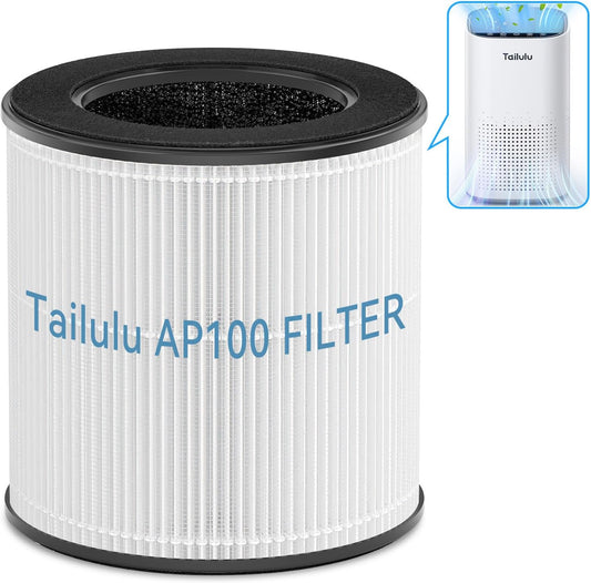 Tailulu Official AP100 Air Purifier Replacement Filter, 3-in-1 Air Purifier Filter, True H13 HEPA Filter