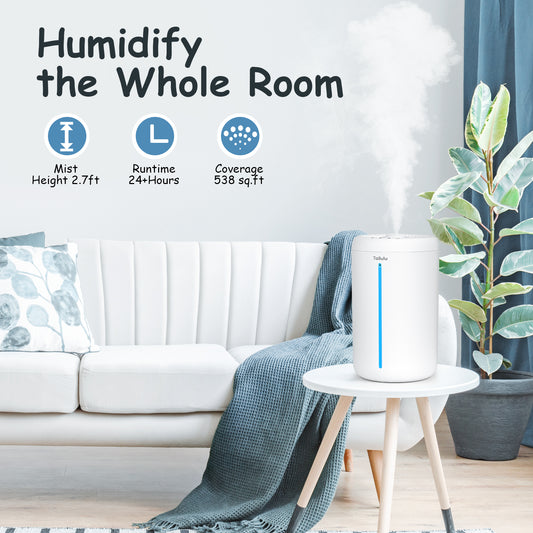 Humidifiers for Bedroom Large Room, Tailulu DS9L 4.5L/1.2Gallon Ultrasonic Cool Mist Humidifier