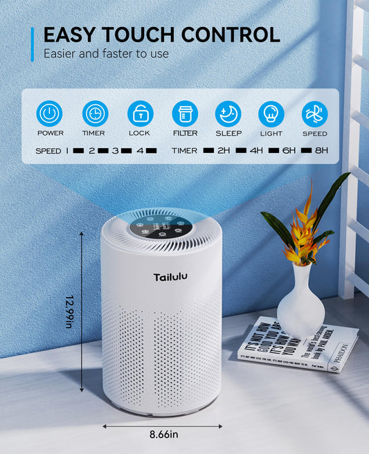 Air Purifier for Bedroom, H13 True HEPA Air Purifier for Home Large Room Up to 1722ft²