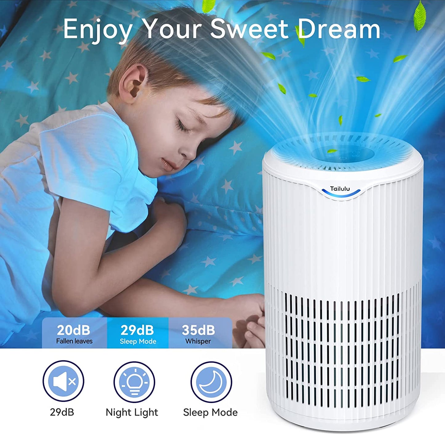 Air Purifiers for Home Large Room, Tailulu D09 H13 True HEPA Air Cleaner Purify Smoke Dust Pollen