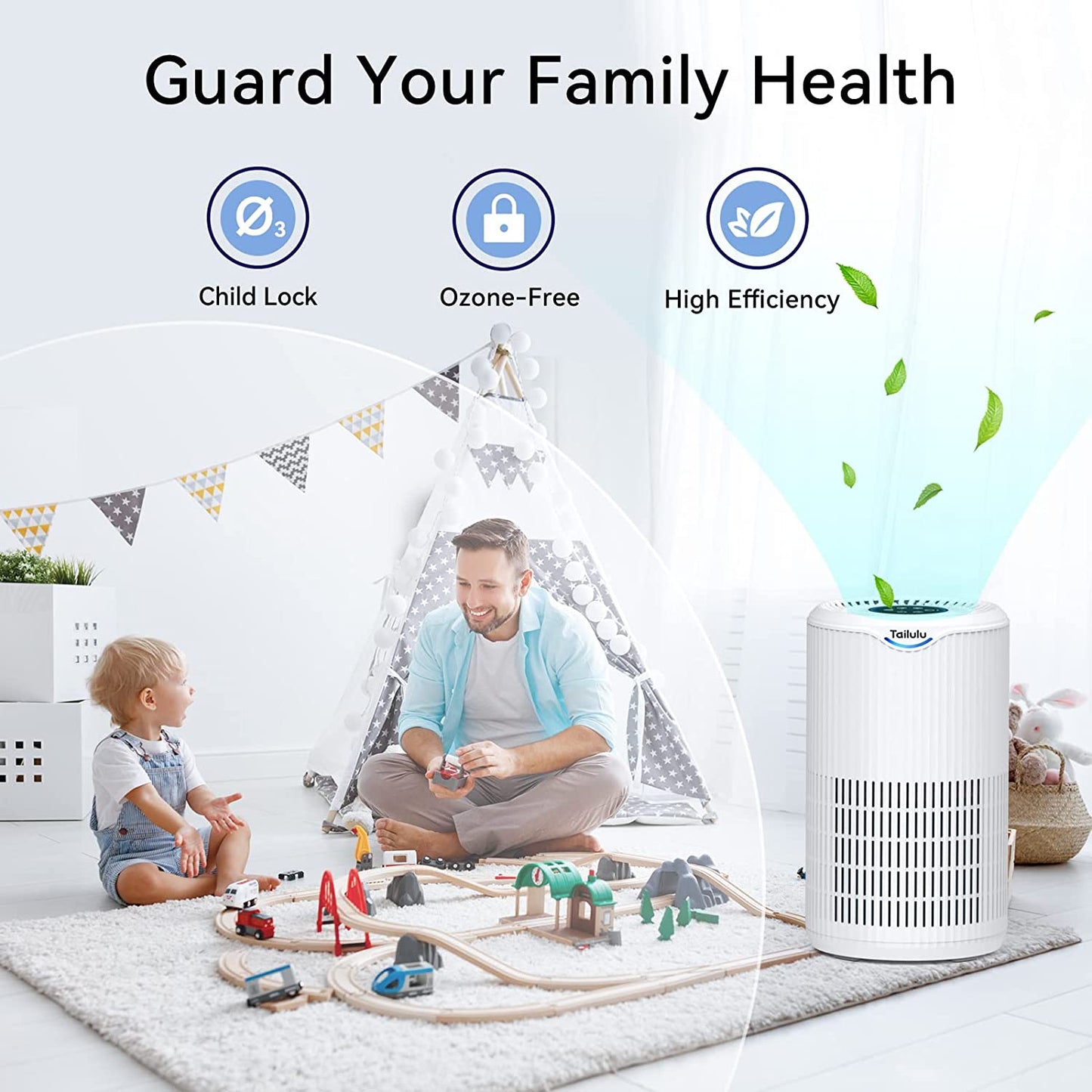 Air Purifiers for Home Large Room, Tailulu D09 H13 True HEPA Air Cleaner Purify Smoke Dust Pollen