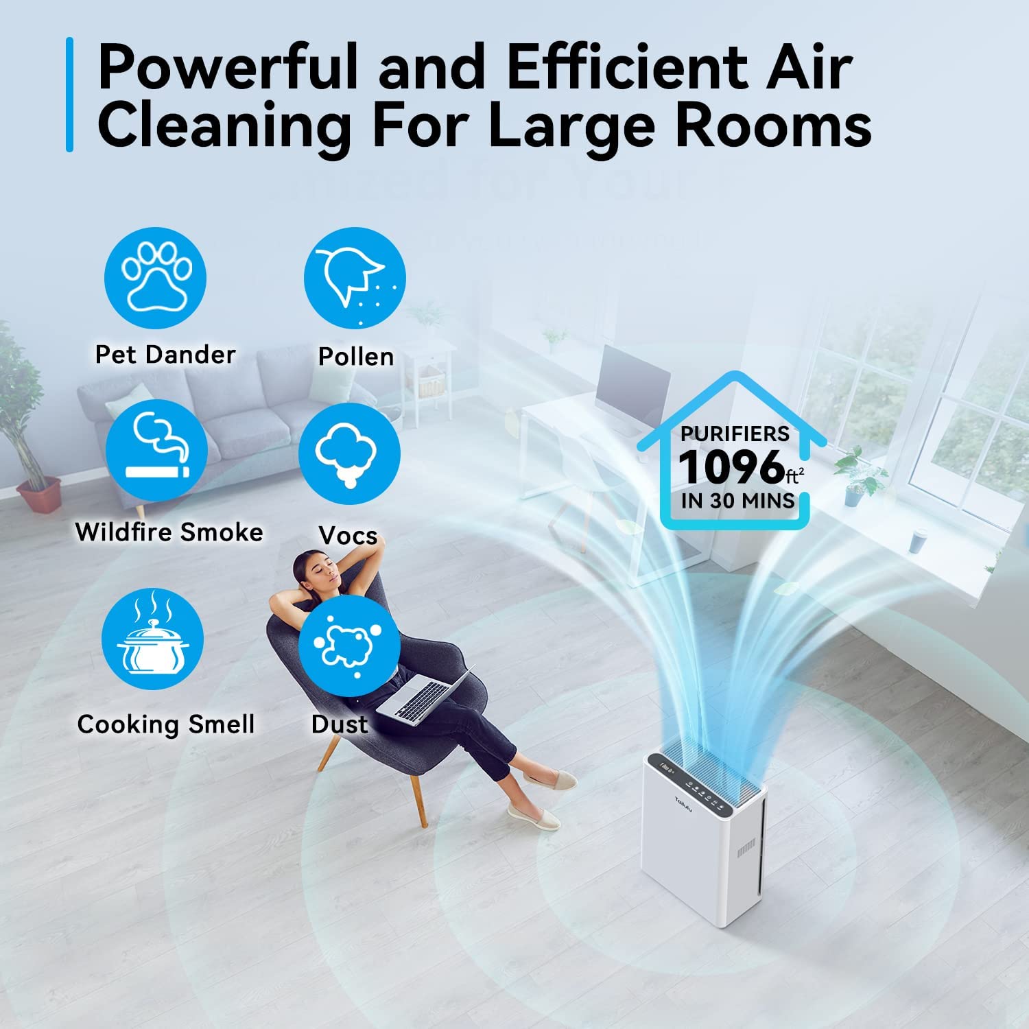 Powerful and effifient air cleaning for large rooms | Tailulu HQZZ-260 Air Purifier