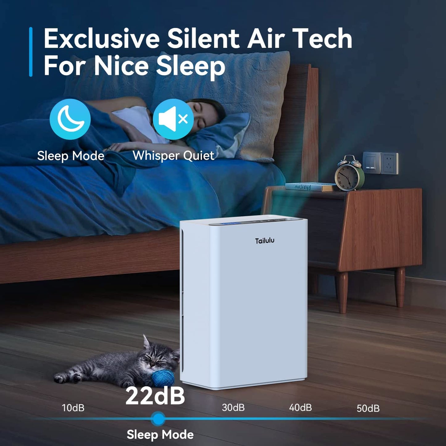 Exclusive silent air tech for nice sleep | Tailulu HQZZ-260 Air Purifier